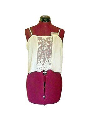 Native Rose Camisole Cream Women Lace Center Cropped Adjustable Straps Size 6
